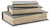 Set of three Ashley Furniture Jolina storage boxes with lid, made of sturdy material, ideal for organizing and decorating spaces.