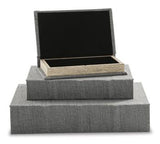 Set of three Ashley Furniture Jolina boxes in various sizes, featuring elegant design and sturdy construction.