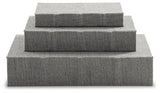 Set of three Jolina storage boxes by Ashley Furniture, rectangular fabric boxes with lid for organization and decor.
