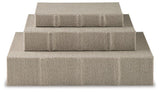 Set of three Ashley Furniture Jolina storage boxes with decorative patterns and sturdy construction.