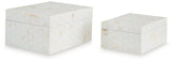 Set of two Aldenburg storage boxes by Ashley Furniture, featuring durable wood construction and classic design.