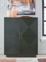 Ashley Furniture Geirwood accent cabinet with wood finish, featuring sleek design and storage shelves for stylish home organization