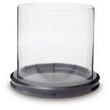 Ashley Furniture Saskia Candle Holder featuring a sleek, modern design with a metallic finish for decorative candle display.