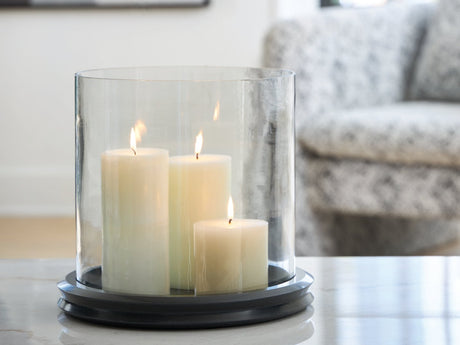 Ashley Furniture Saskia candle holder with a sleek, modern design, perfect for decorative lighting displays.