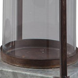 Set of two Ashley Furniture Diedrick Lantern candle holders with metal frames and glass panels, designed for decorative lighting.