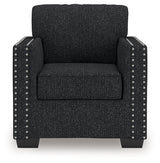 Ashley Furniture Jasmine Peaks Chair with dark wood frame and plush beige upholstered seat, front view.