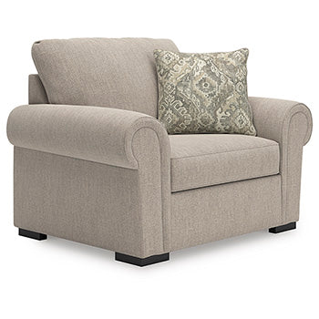 Ashley Furniture Sararose oversized chair with plush upholstery and wide seating, shown from an angled view.