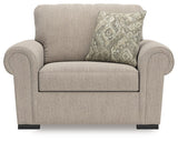 Ashley Furniture Sararose oversized chair with plush fabric and wide armrests, shown from a front head-on view.