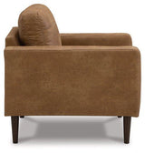 Ashley Furniture Telora Chair with upholstered fabric and wooden legs, showcasing a modern, comfortable seating design.