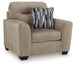 Ashley Furniture Olten oversized chair with plush upholstery and wide armrests, shown from an angled side view.