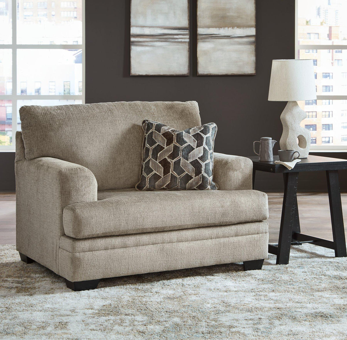 Oversized Ashley Furniture Stonemeade chair with plush fabric and wide armrests, perfect for a cozy living room seating area.