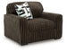 Oversized Midnight-Madness Ashley Furniture chair with plush fabric and wide seating, viewed from an angled perspective.