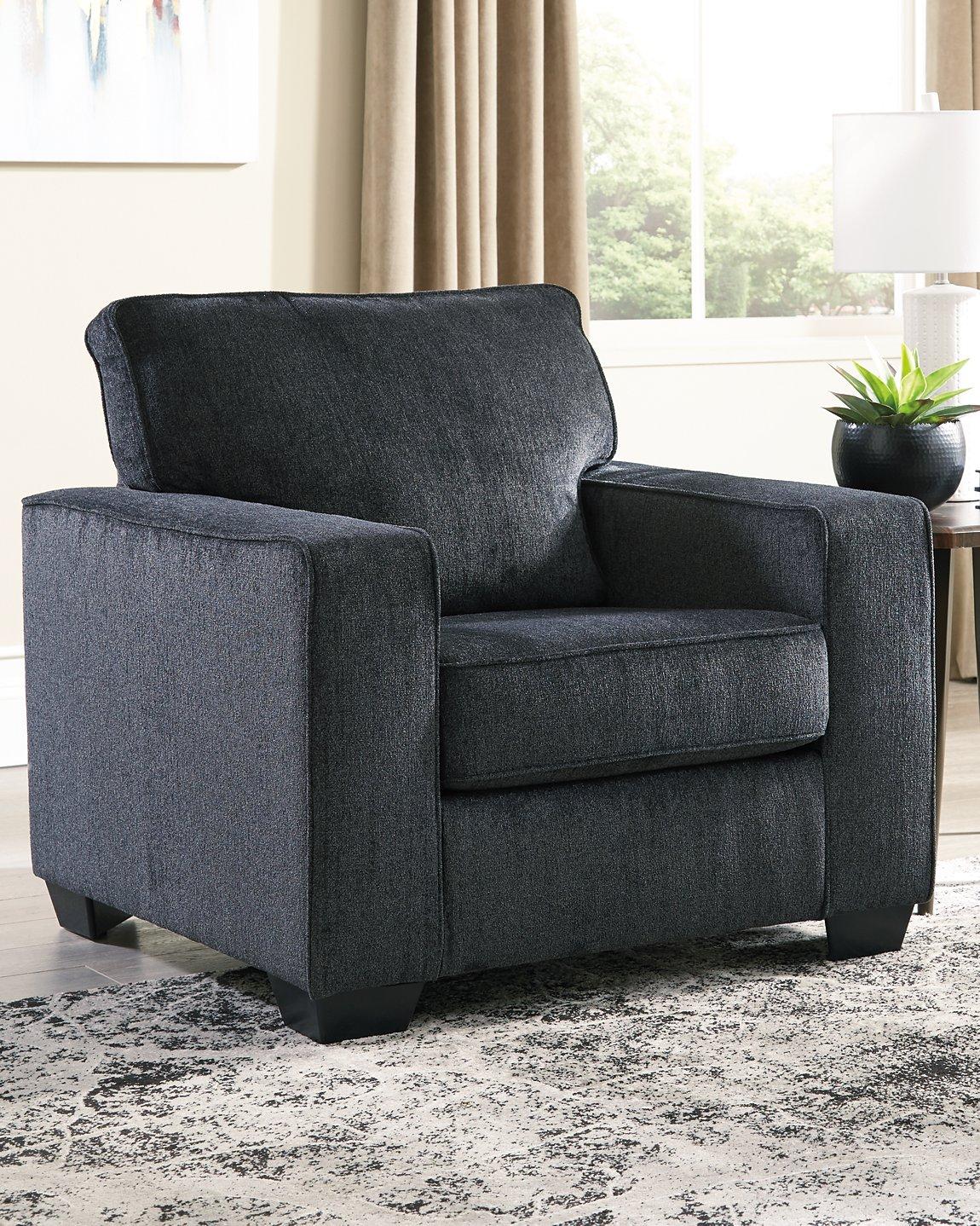Ashley Furniture Altari Chair with plush upholstery and wooden legs, stylishly designed for modern living rooms.