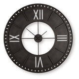 Ashley Furniture Lytle Wall Clock with a round face and modern design, mounted on a wall for stylish home decor.