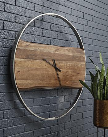 Ashley Furniture Panchali wall clock with a modern round design and stylish frame, perfect for contemporary home decor.