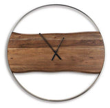 Ashley Furniture Panchali wall clock with a modern design, featuring a round face and stylish black and white accents.