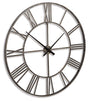 Ashley Furniture Paquita Wall Clock with a stylish round design, featuring a modern black and white face and sleek frame.