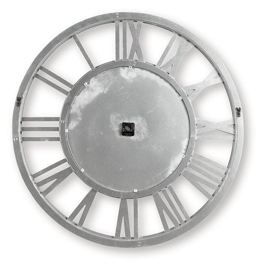 Ashley Furniture Reinport wall clock with a sleek modern design and a black finish, suitable for contemporary home decor.