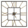 Ashley Furniture Thames Wall Clock showing a round clock face with black hands and Roman numerals on a white background.