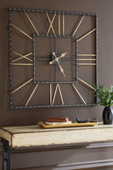 Ashley Furniture Thames Wall Clock showing classic round design with black numerals and a white face for stylish home decor.
