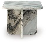 Ashley Furniture Baretton Accent Coffee Table with a sleek wood finish and modern design, shown from a head-on angle.