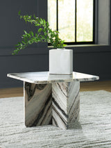 Ashley Furniture Baretton Accent Coffee Table with wooden top and metal legs, modern cocktail table for living room decor.