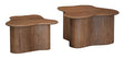 Pair of Ashley Furniture Abeford Accent Coffee Tables, stylish cocktail tables with wooden tops and black metal legs, set of two.
