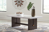 Ashley Furniture Burkhaus coffee table, modern cocktail table with sleek wood finish and minimalist design.