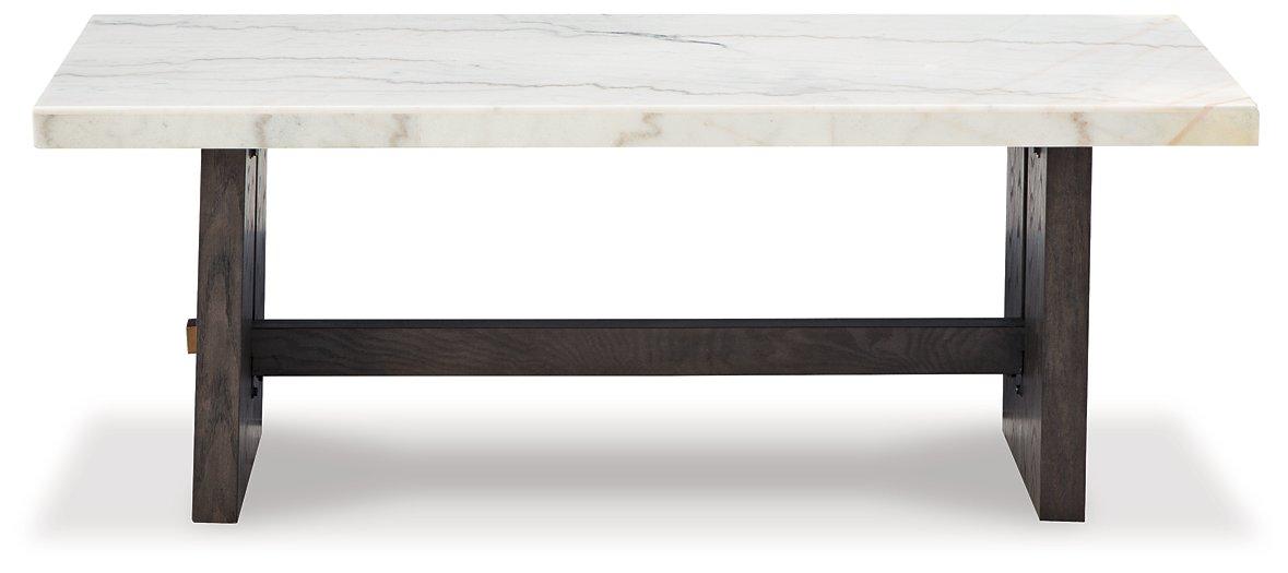 Ashley Furniture Burkhaus coffee table, modern cocktail table with sleek wood finish and sturdy design, ideal for living room decor.