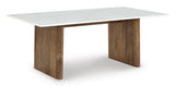 Ashley Furniture Isanti coffee cocktail table with a wooden finish, featuring a rectangular top and sturdy legs.