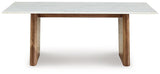 Isanti Ashley Furniture cocktail coffee table with wooden finish and modern design, featuring a rectangular top and sturdy legs.