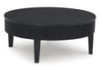 Ashley Furniture Marstream cocktail coffee table with a sleek wood finish and modern design, perfect for living room decor.