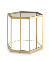 Ashley Furniture Veerwick Accent Coffee Table with a modern wooden design and sleek metal frame.