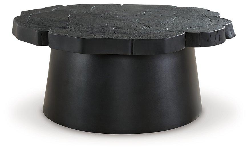 Ashley Furniture Wimbell coffee table, modern cocktail table with a sleek wood finish, ideal for living room decor.
