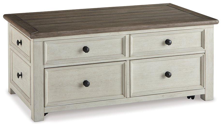 Ashley Furniture Bolanburg coffee table with lift-top, featuring a modern cocktail table design with a spacious surface and sturdy construction.