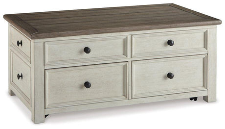 Ashley Furniture Bolanburg coffee table with lift-top, featuring a modern cocktail table design with a spacious surface and sturdy construction.