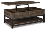 Ashley Furniture Johurst coffee table with lift top, modern cocktail table featuring a sleek design and functional storage.