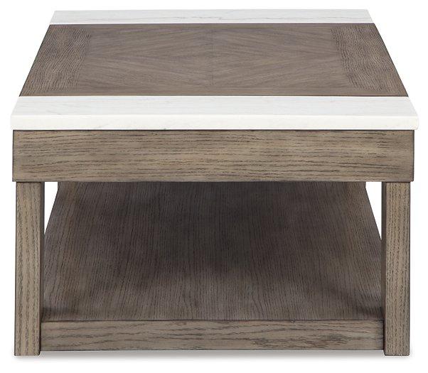 Ashley Furniture Loyaska Lift-Top Coffee Table with adjustable height and storage, modern cocktail table for living room decor.