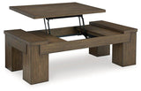 Ashley Furniture Rosswain Lift-Top Coffee Table with storage and modern design, featuring a raised surface for versatile use.