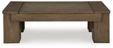 Ashley Furniture Rosswain Lift-Top Coffee Table with hidden storage and sleek wood finish, showcasing its modern design.