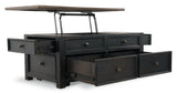 Ashley Furniture Tyler Creek coffee table with lift top, showcasing a modern cocktail table with a functional lift mechanism.