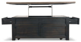 Ashley Furniture Tyler Creek coffee table with lift top, featuring a stylish design and functional storage in a modern living room setting.