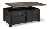 Ashley Furniture Tyler Creek Coffee Table with Lift Top, stylish cocktail table with a functional lift-up top for versatile use