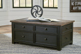 Ashley Furniture Tyler Creek coffee table with lift top, showcasing a modern cocktail table with a functional lift mechanism.