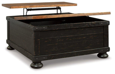 Ashley Furniture Valebeck coffee table with lift top, modern cocktail table featuring a sleek design and functional storage.