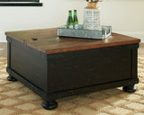 Ashley Valebeck coffee table with lift top, modern cocktail table featuring a sleek design and functional lift mechanism.