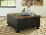 Ashley Valebeck coffee table with lift top, modern cocktail table featuring a sleek design and functional lift mechanism.