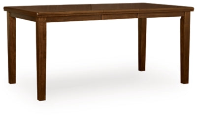 Ashley Furniture Ralene counter height dining extension table, angled view showing wood finish and sleek design.