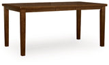 Ashley Furniture Ralene counter height dining extension table, angled view showing wood finish and sleek design.