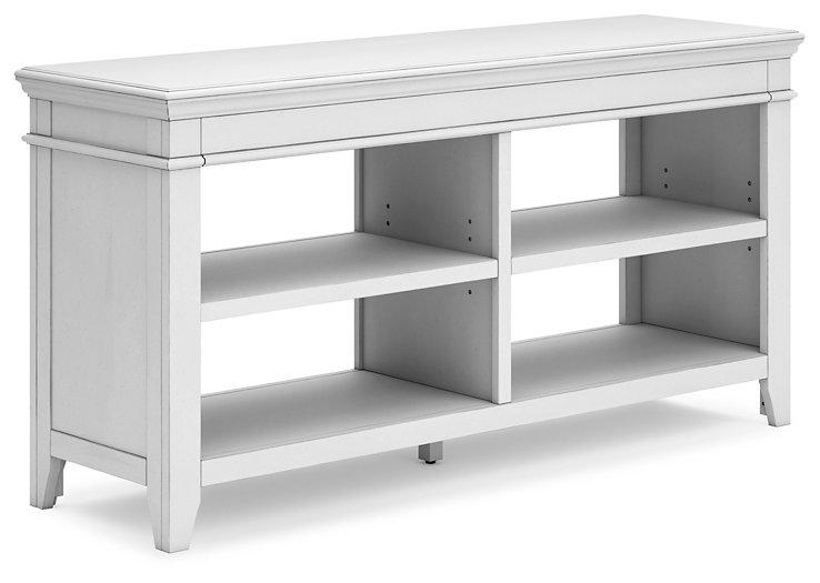 Ashley Furniture Kanwyn Credenza curio with glass doors and wooden shelves, featuring a sleek modern design.